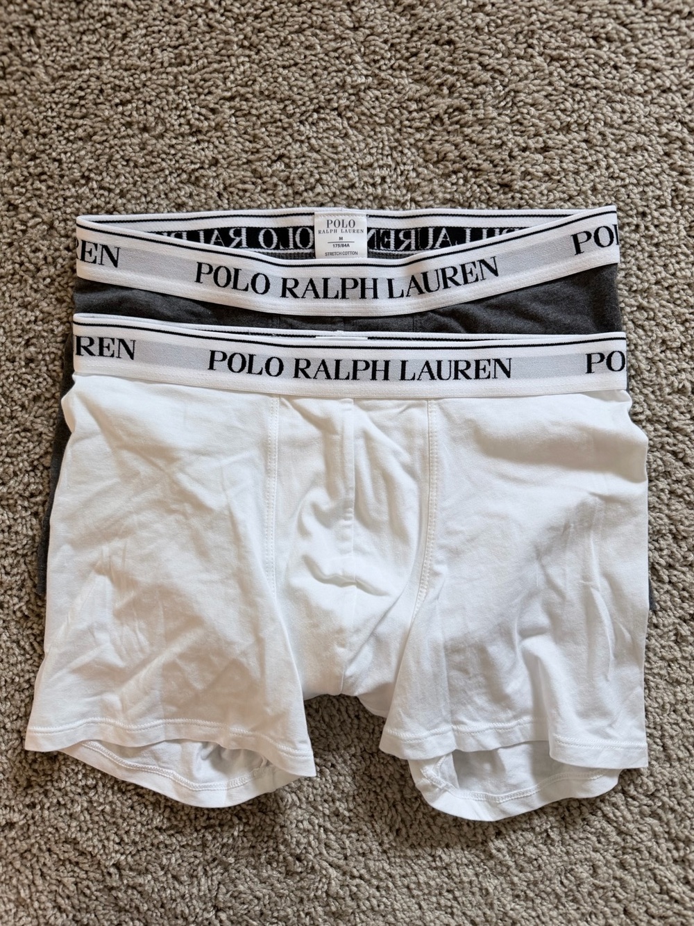 Polo Ralph Lauren White & Charcoal Cotton Boxer Shorts 2 Pack New Medium